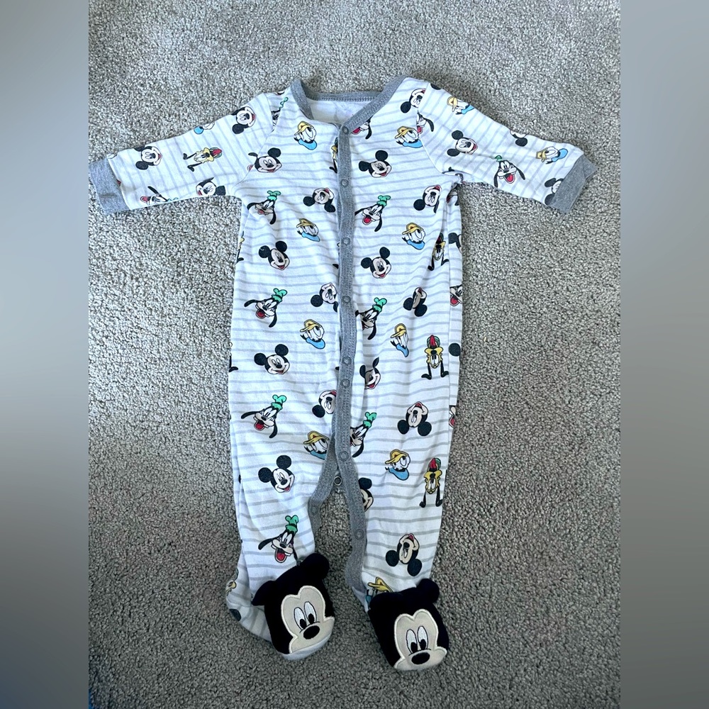 Disney Mickey Mouse snap button footie onesie